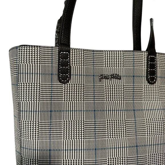 Folli Follie Black and White Checkered Plaid Tote Bag - Picture 4 of 7